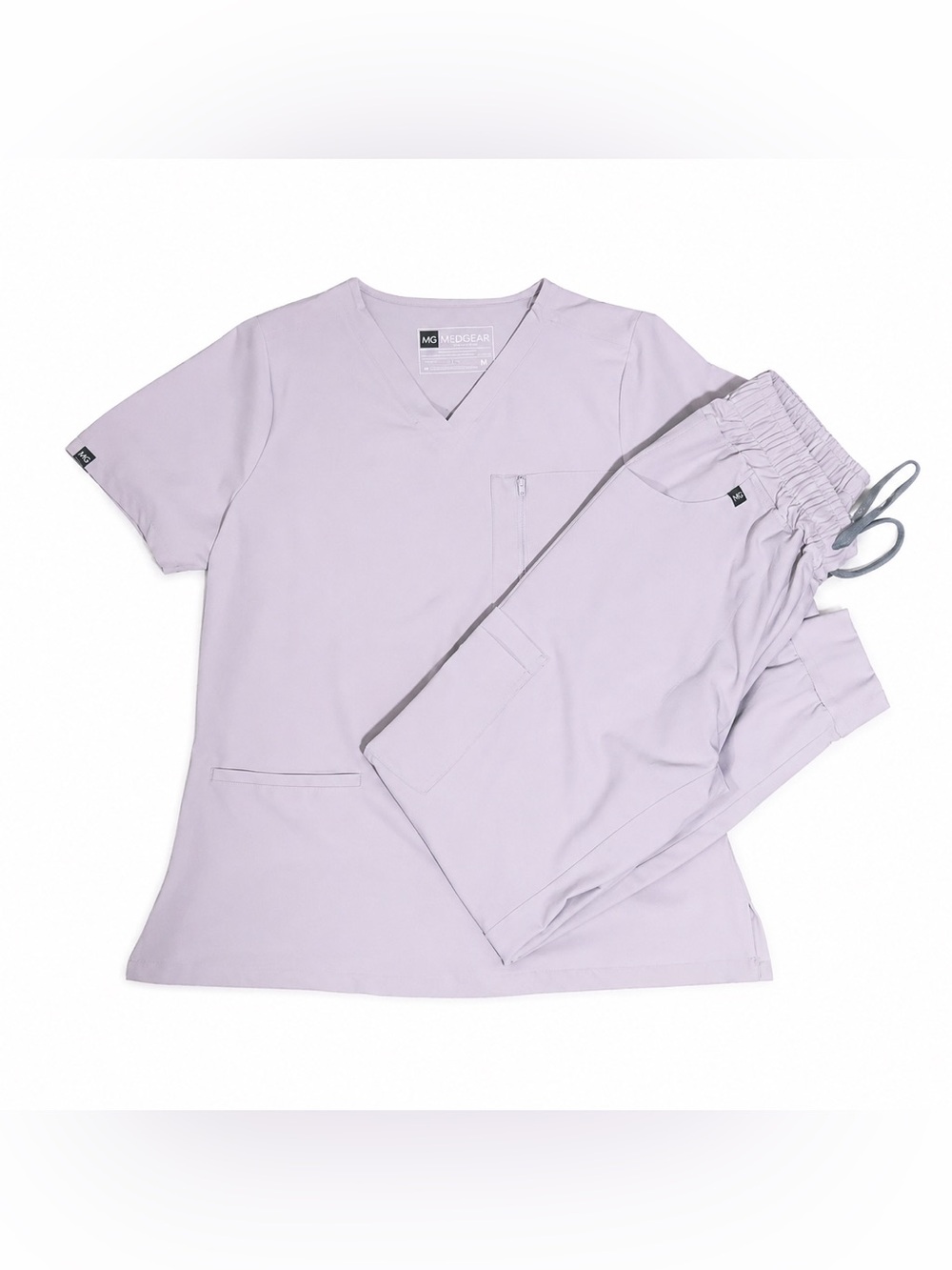 Medgear Women's Lavender V-Neck Scrub Set - Top & Drawstring Pants